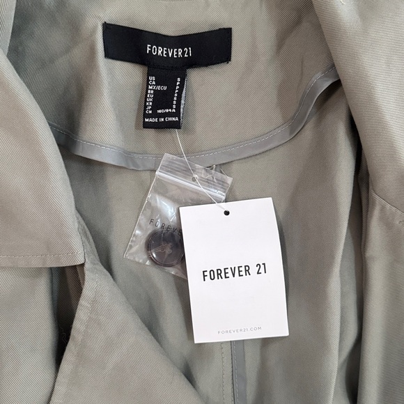 Forever 21 Light Sage Double-Breasted Trench Coat - Picture 2 of 4